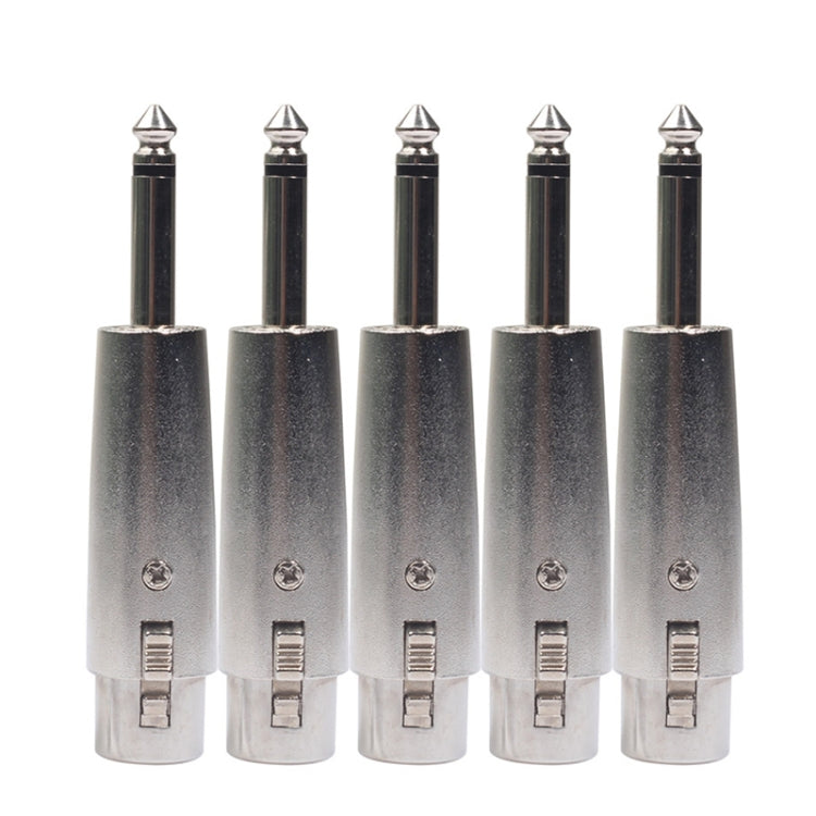 5 PCS LZ1167 6.35mm Single Track Male Head to XRL Female Audio Adapter Plug (Silver) - Consumer Electronics by buy2fix | Online Shopping UK | buy2fix