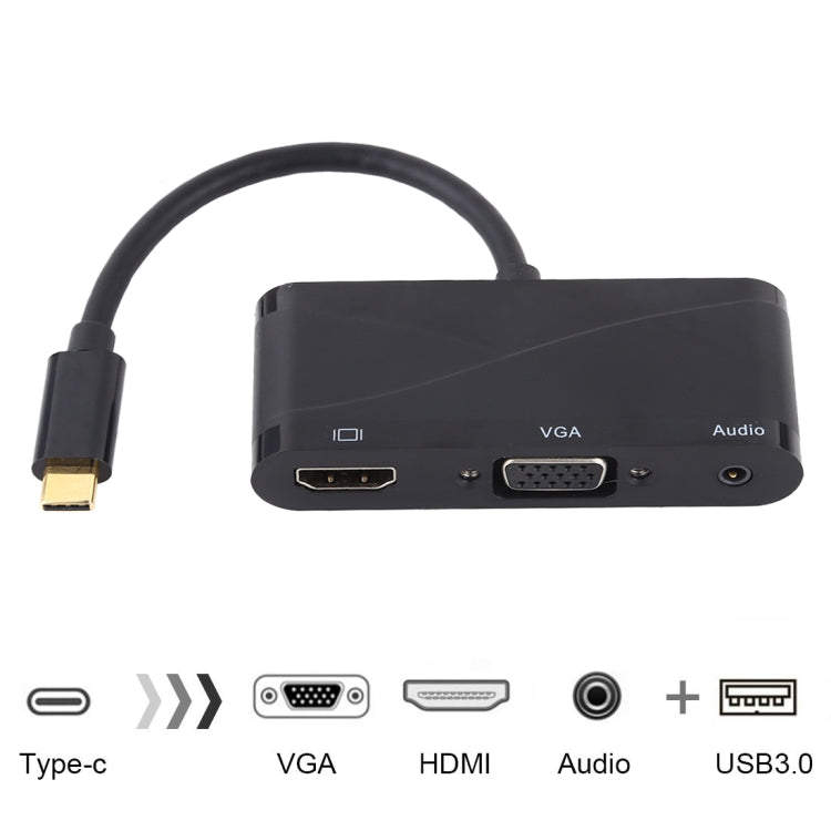 USB 2.0 + Audio Port + VGA + HDMI to USB-C / Type-C HUB Adapter (Black) - Computer & Networking by buy2fix | Online Shopping UK | buy2fix