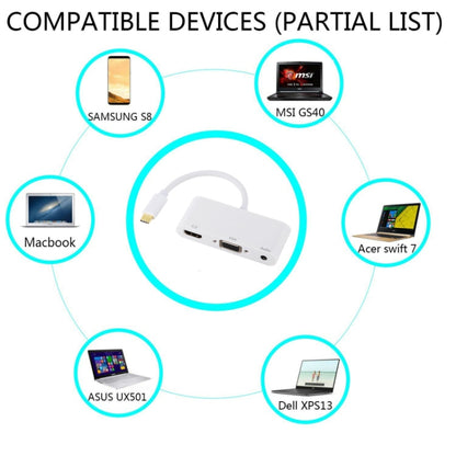 USB 2.0 + Audio Port + VGA + HDMI to USB-C / Type-C HUB Adapter (White) - Computer & Networking by buy2fix | Online Shopping UK | buy2fix