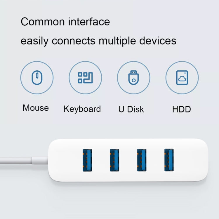 Original Xiaomi 4 Ports USB3.0 Hub with Stand-by Power Supply Interface USB Hub Extender Extension Connector Adapter(White) - Lan Cable and Tools by Xiaomi | Online Shopping UK | buy2fix