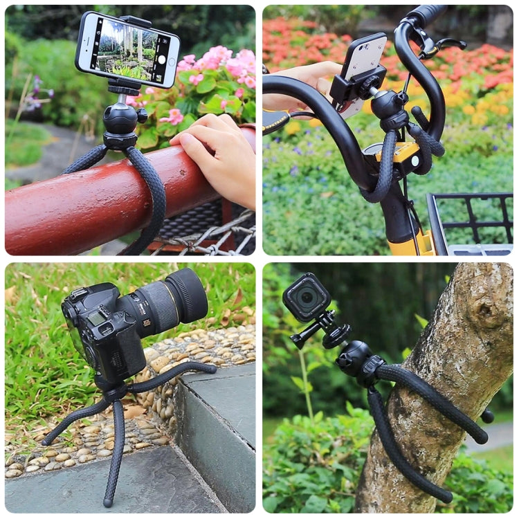 PULUZ Mini Octopus Flexible Tripod Holder with Ball Head & Phone Clamp + Tripod Mount Adapter & Long Screw for SLR Cameras, GoPro, Cellphone, Size: 25cmx4.5cm - DJI & GoPro Accessories by PULUZ | Online Shopping UK | buy2fix