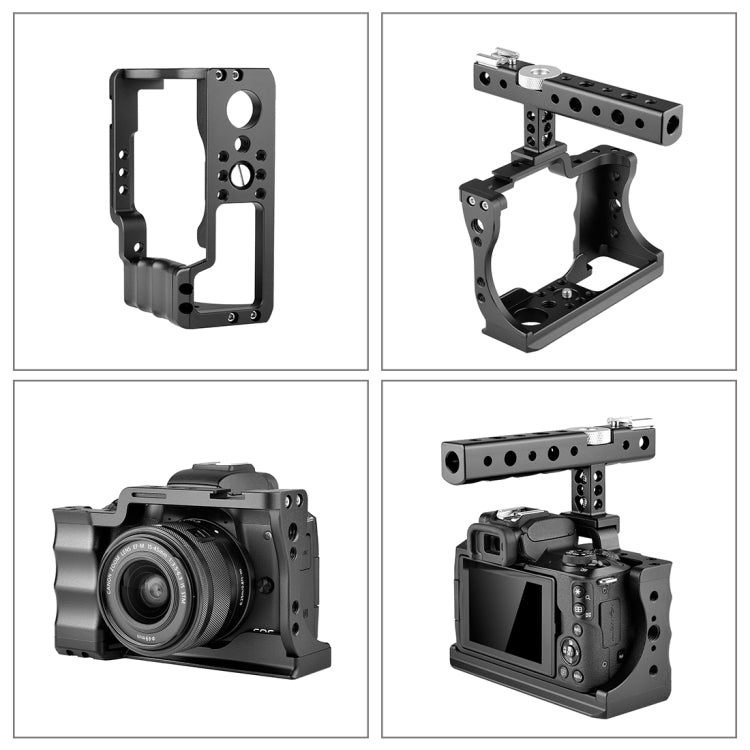 PULUZ Video Camera Cage Stabilizer with Handle for Canon EOS M50(Black) - Camera Accessories by PULUZ | Online Shopping UK | buy2fix