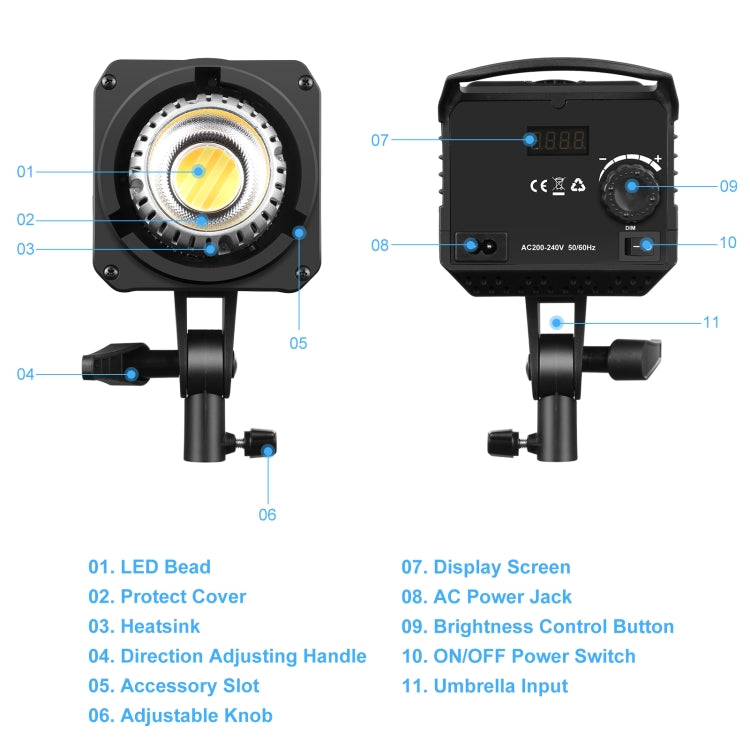 PULUZ 220V 120W Studio Video Light Dual Color Temperature Built-in Dissipate Heat System with Remote Control(US Plug) - Shoe Mount Flashes by PULUZ | Online Shopping UK | buy2fix