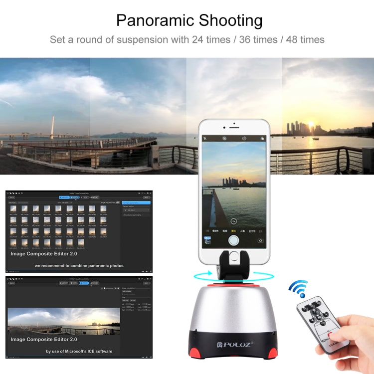 PULUZ Electronic 360 Degree Rotation Panoramic Head with Remote Controller for Smartphones, GoPro, DSLR Cameras(Red) - Tripod Heads by PULUZ | Online Shopping UK | buy2fix