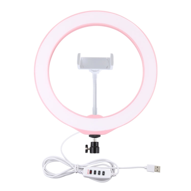 PULUZ 10.2 inch 26cm USB 3 Modes Dimmable LED Ring Vlogging Selfie Beauty Photography Video Lights with Tripod Ball Head & Phone Clamp(Pink) - Consumer Electronics by PULUZ | Online Shopping UK | buy2fix