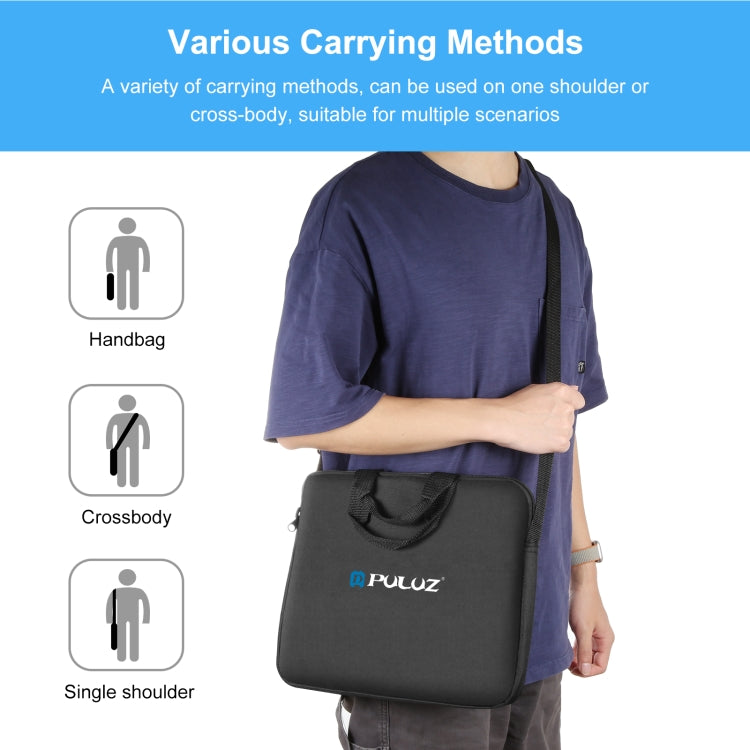 PULUZ 12 inch Ring LED Lights Portable Zipper Storage Bag Shoulder Handbags, Size: 38cm x 33cm x 3cm (Black) - Strap Satchel by PULUZ | Online Shopping UK | buy2fix