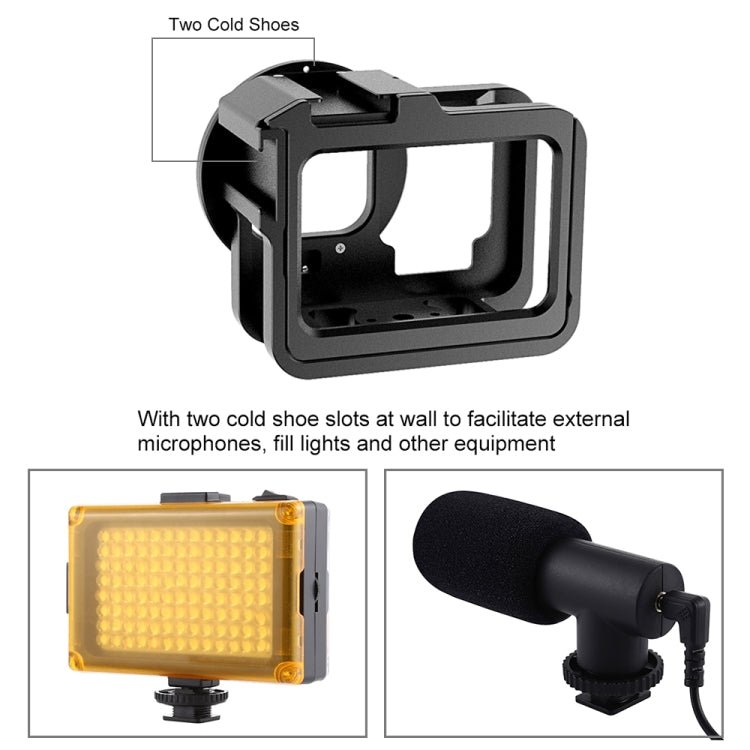 PULUZ for GoPro Hero11 Black / HERO10 Black / HERO9 Black Thicken Housing Shell CNC Aluminum Alloy Protective Cage with Insurance Frame & 52mm UV Lens(Black) - DJI & GoPro Accessories by PULUZ | Online Shopping UK | buy2fix