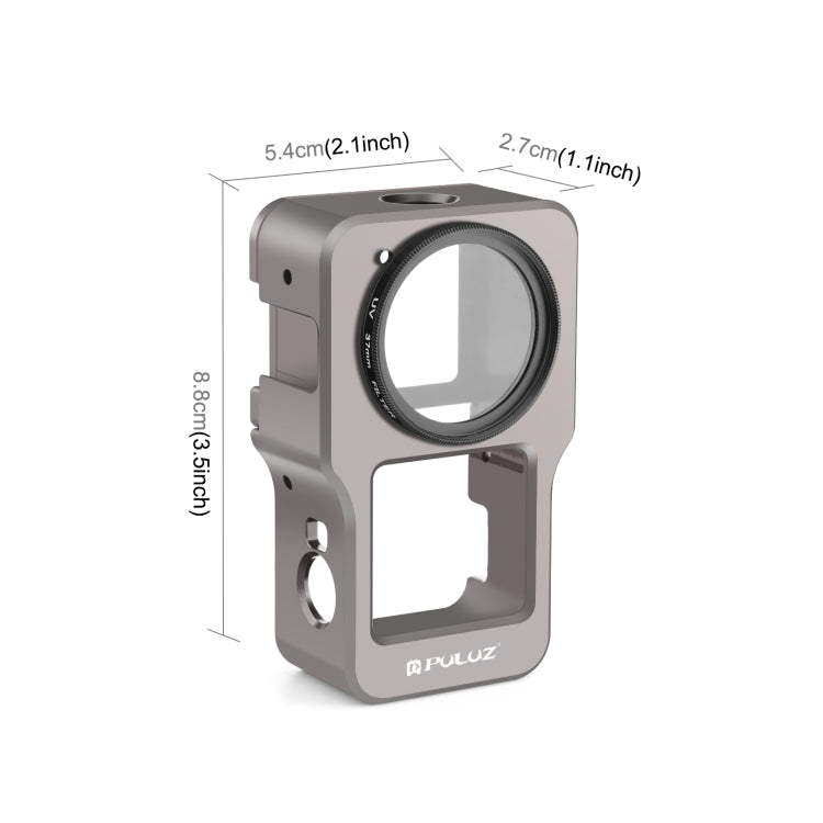 PULUZ CNC Aluminum Alloy Cage for DJI Action 2(Titanium Color) - DJI & GoPro Accessories by PULUZ | Online Shopping UK | buy2fix