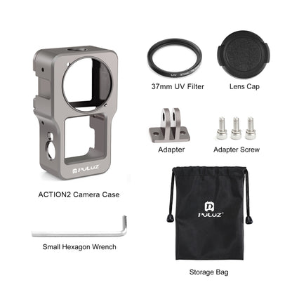 PULUZ CNC Aluminum Alloy Cage for DJI Action 2(Titanium Color) -  by PULUZ | Online Shopping UK | buy2fix