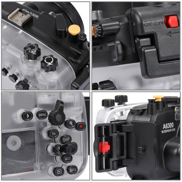 PULUZ 40m Underwater Depth Diving Case Waterproof Camera Housing for Sony A6300 (E PZ 16-50mm F3.5-5.6 OSS)(Black) - Diving Cases by PULUZ | Online Shopping UK | buy2fix