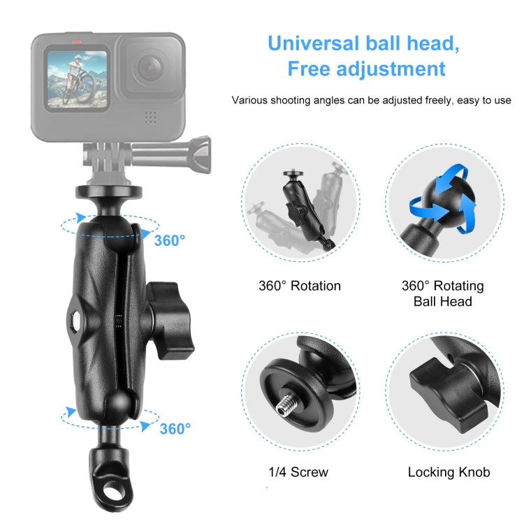 PULUZ Motorcycle Holder Mirror Base Hole Fixed Mount for GoPro and Other Action Cameras(Black) - Bicycle Handlebar Mount by PULUZ | Online Shopping UK | buy2fix