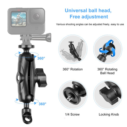 PULUZ Motorcycle Holder Mirror Base Hole Fixed Mount for GoPro and Other Action Cameras(Black) - Bicycle Handlebar Mount by PULUZ | Online Shopping UK | buy2fix