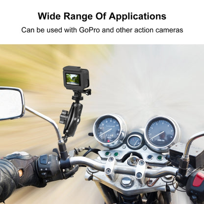 PULUZ Motorcycle Holder Mirror Base Hole Fixed Mount for GoPro and Other Action Cameras(Black) - Bicycle Handlebar Mount by PULUZ | Online Shopping UK | buy2fix