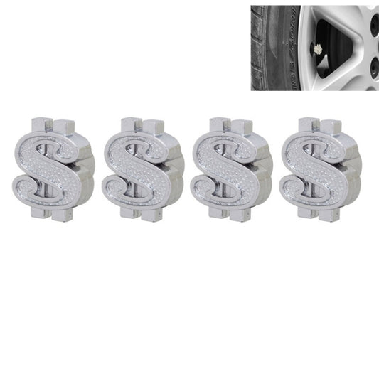 Universal 8mm Dollar Style Plastic Car Tire Valve Caps, Pack of 4(Silver) - In Car by buy2fix | Online Shopping UK | buy2fix