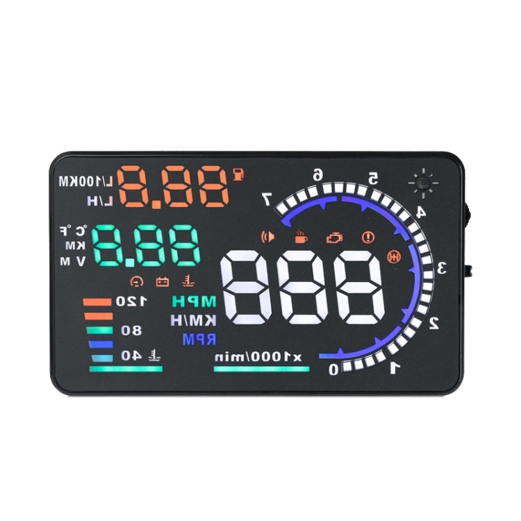 A8 5.5 inch Car OBDII HUD Warning System Vehicle-mounted Head Up Display Projector with LED, Support Fuel Consumption & Over Speed Alarm & Water Temperature & Fault Diagnosis - Head Up Display System by buy2fix | Online Shopping UK | buy2fix