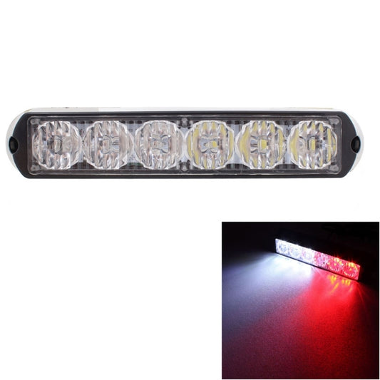 18W 1080LM 6-LED White + Red Light Wired Car Flashing Warning Signal Lamp, DC 12-24V, Wire Length: 90cm - In Car by buy2fix | Online Shopping UK | buy2fix