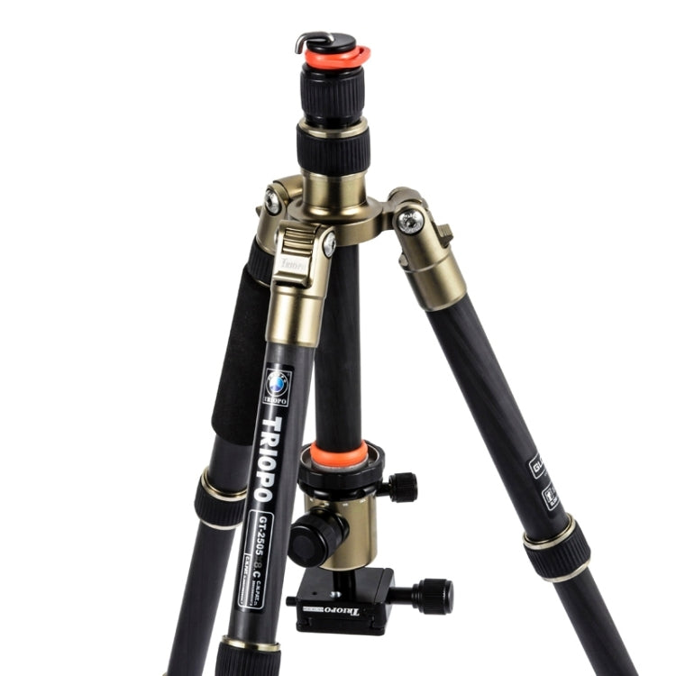 Triopo GT-2505x8.C Adjustable Portable Carbon Fiber Tripod (Gold) with B-1 Aluminum Ball Head (Black) for Canon Nikon Sony DSLR Camera - Tripods by TRIOPO | Online Shopping UK | buy2fix