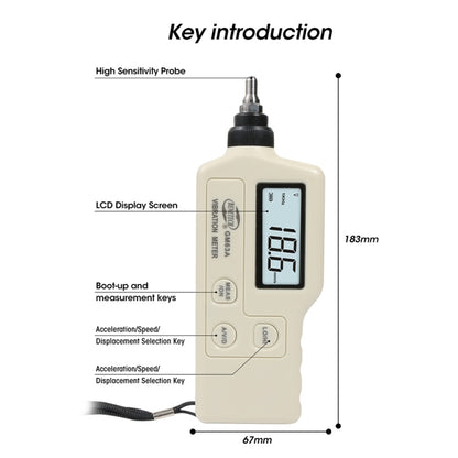 BENETECH GM63A Vibration Meter Digital Tester Vibrometer Analyzer Acceleration Velocity(White) - Other Tester Tool by BENETECH | Online Shopping UK | buy2fix