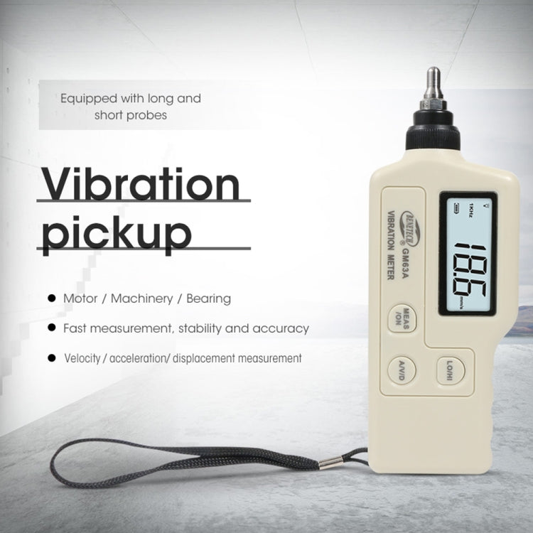 BENETECH GM63A Vibration Meter Digital Tester Vibrometer Analyzer Acceleration Velocity(White) - Other Tester Tool by BENETECH | Online Shopping UK | buy2fix