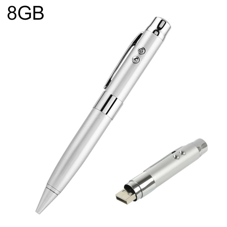 3 in 1 Laser Pen Style USB Flash Disk, Silver (8GB) - Computer & Networking by buy2fix | Online Shopping UK | buy2fix