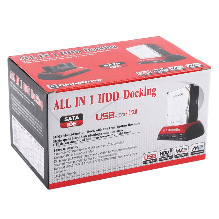 All in 1 Dual 2.5 inch/3.5 inch SATA/IDE HDD Dock Station with Card Reader & Hub - HDD Enclosure by buy2fix | Online Shopping UK | buy2fix