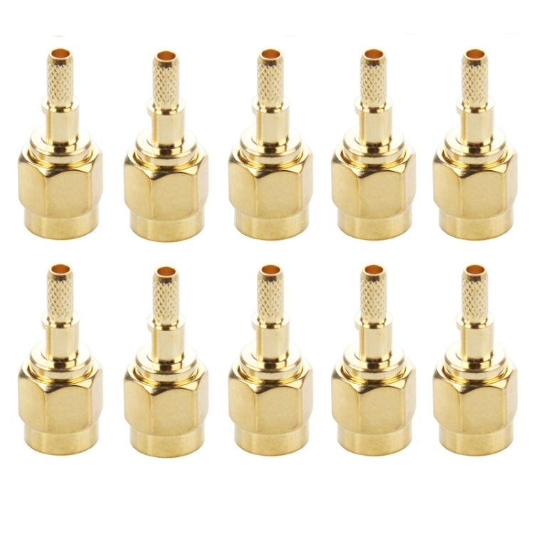 10 PCS Gold Plated Crimp SMA Male Straight Connector Adapter for RG174 / RG188 / RG316 / LMR100 Cable - Connectors by buy2fix | Online Shopping UK | buy2fix