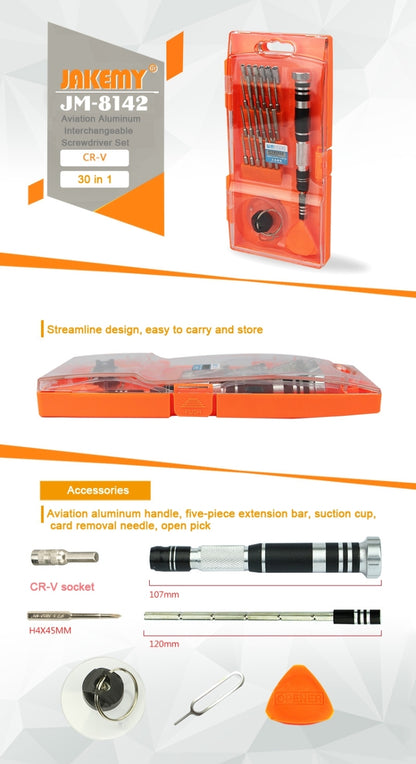 JAKEMY JM-8142 30 in 1 Aviation Aluminum Interchangeable Screwdriver Set - Screwdriver Set by JAKEMY | Online Shopping UK | buy2fix