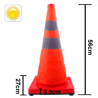 3-LED Solar Lift Traffic Safety Warning Road Cones, Height: 56cm - In Car by buy2fix | Online Shopping UK | buy2fix