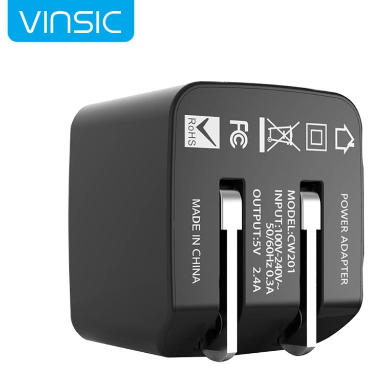 Vinsic 12W 5V 2.4A Output Dual USB Wall Charger USB Charger Adapter - USB Charger by VINSIC | Online Shopping UK | buy2fix