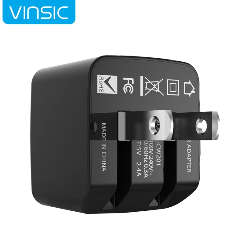 Vinsic 12W 5V 2.4A Output Dual USB Wall Charger USB Charger Adapter - USB Charger by VINSIC | Online Shopping UK | buy2fix