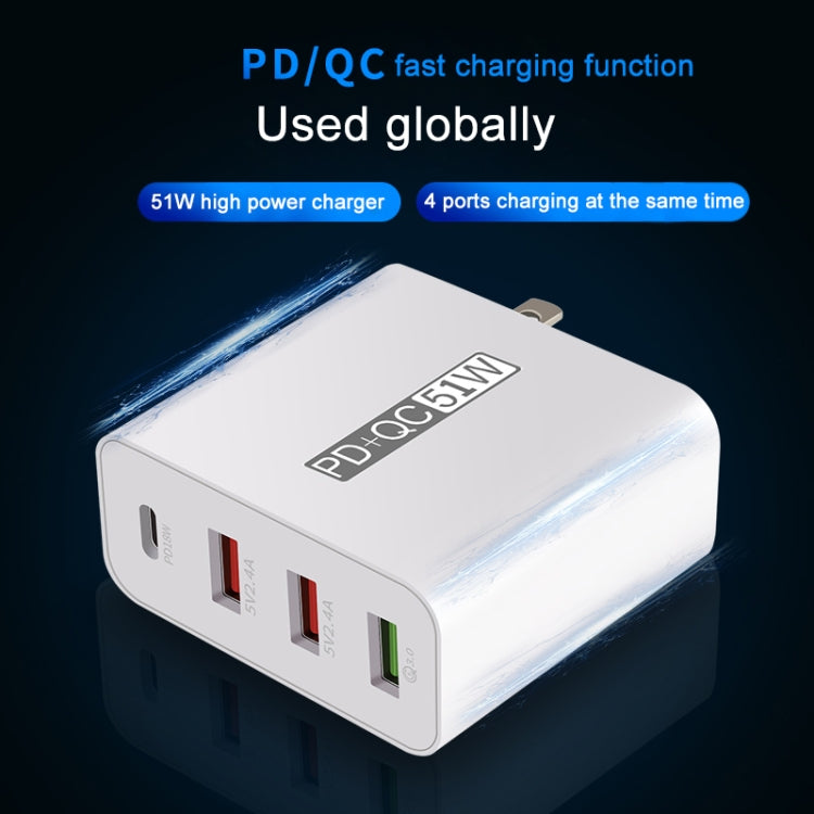 WLX-A6 4 Ports Quick Charging USB Travel Charger Power Adapter, US Plug - USB Charger by buy2fix | Online Shopping UK | buy2fix