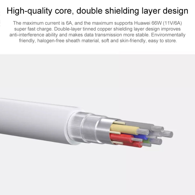 Original Huawei CC800 6A Type-C / USB-C to Type-C / USB-C Charging Data Cable, Length: 1.8m (White) - USB-C & Type-C Cable by Huawei | Online Shopping UK | buy2fix