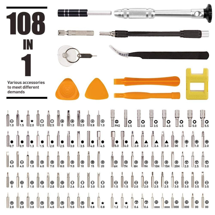 108 in 1 S2 Tool Steel Precision Screwdriver Nutdriver Bit Repair Tools Kit - Screwdriver Set by JIAFA | Online Shopping UK | buy2fix