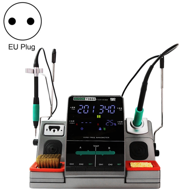 SUGON T3602 220V 240W Dual Station Nano Electric Soldering Station with Double Handle, EU Plug - Electric Soldering Iron by SUGON | Online Shopping UK | buy2fix