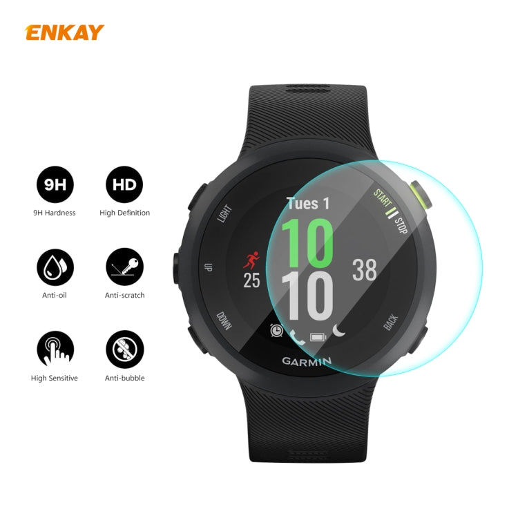 For Garmin Forerunner 45 / 45S 2 PCS ENKAY Hat-Prince 0.2mm 9H 2.15D Curved Edge Tempered Glass Screen Protector  Watch Film - Screen Protector by ENKAY | Online Shopping UK | buy2fix