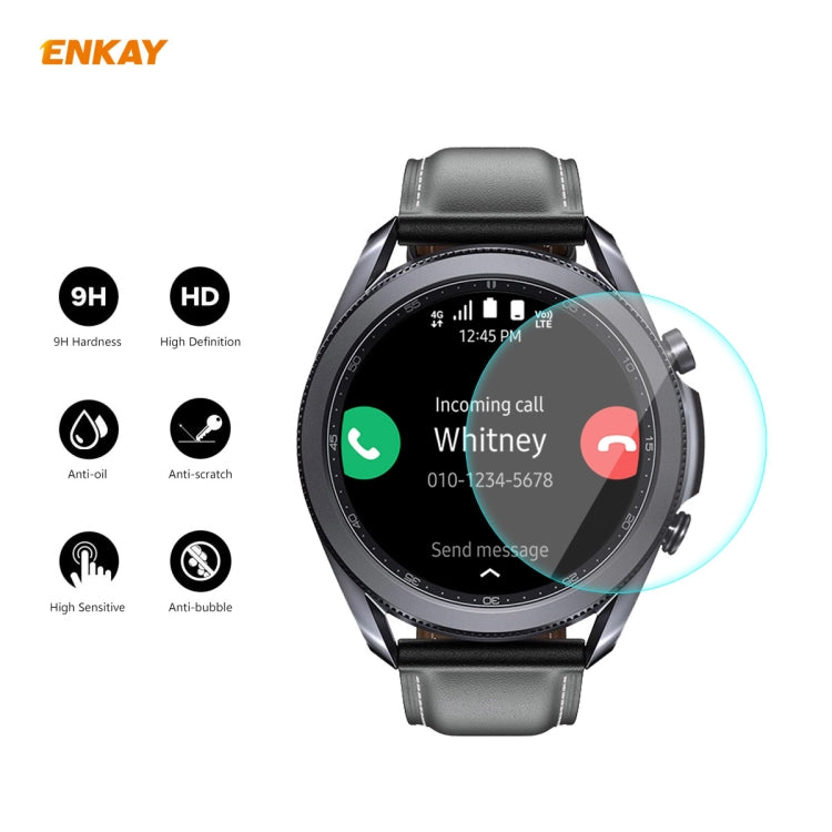 For Samsung Galaxy Watch 3 45mm ENKAY Hat-Prince 0.2mm 9H 2.15D Curved Edge Tempered Glass Screen Protector Watch Film - Screen Protector by ENKAY | Online Shopping UK | buy2fix