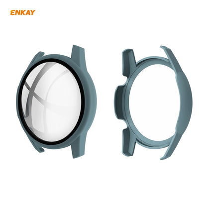 For Huawei Watch GT 2 46mm ENKAY Hat-Prince ENK-AC8202 Full Coverage PC Frosted Case + 9H Tempered Glass Protector(Green) - Watch Cases by ENKAY | Online Shopping UK | buy2fix