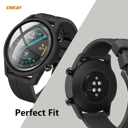 For Huawei Watch GT 2 46mm ENKAY Hat-Prince ENK-AC8202 Full Coverage PC Frosted Case + 9H Tempered Glass Protector(Green) - Watch Cases by ENKAY | Online Shopping UK | buy2fix