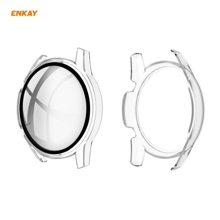 For Huawei Watch GT 2 46mm ENKAY Hat-Prince ENK-AC8202 Full Coverage PC Frosted Case + 9H Tempered Glass Protector(Transparent) - Watch Cases by ENKAY | Online Shopping UK | buy2fix