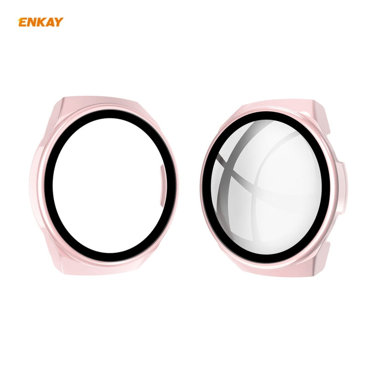 For Huawei Watch GT 2e 46mm ENKAY Hat-Prince ENK-AC8203 Full Coverage PC Frosted Case + 9H Tempered Glass Film(Pink) - Watch Cases by ENKAY | Online Shopping UK | buy2fix