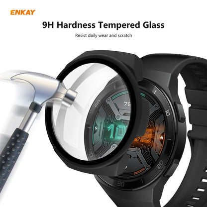 For Huawei Watch GT 2e 46mm ENKAY Hat-Prince ENK-AC8203 Full Coverage PC Frosted Case + 9H Tempered Glass Film(Pink) - Watch Cases by ENKAY | Online Shopping UK | buy2fix