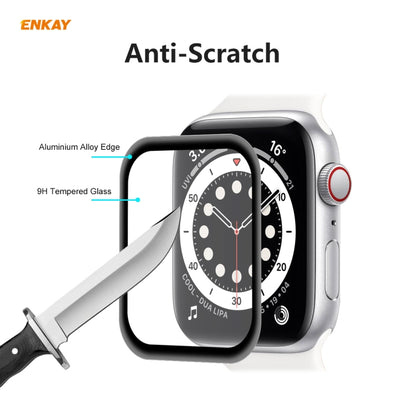 For Apple Watch 6/5/4/SE 44mm ENKAY Hat-Prince 0.2mm 9H Surface Hardness 3D Explosion-proof Aluminum Alloy Edge Full Screen Tempered Glass Screen Film - Watch Cases by ENKAY | Online Shopping UK | buy2fix