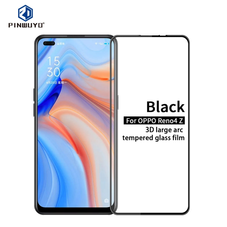 For OPPO Reno4 Z PINWUYO 9H 3D Curved Full Screen Explosion-proof Tempered Glass Film(Black) - OPPO Tempered Glass by PINWUYO | Online Shopping UK | buy2fix