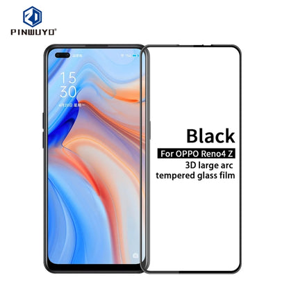 For OPPO Reno4 Z PINWUYO 9H 3D Curved Full Screen Explosion-proof Tempered Glass Film(Black) - OPPO Tempered Glass by PINWUYO | Online Shopping UK | buy2fix