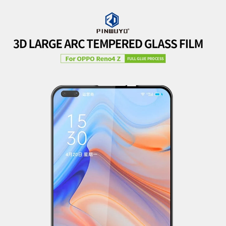 For OPPO Reno4 Z PINWUYO 9H 3D Curved Full Screen Explosion-proof Tempered Glass Film(Black) - OPPO Tempered Glass by PINWUYO | Online Shopping UK | buy2fix