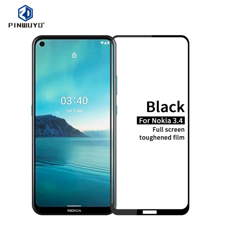 For Nokia 3.4 PINWUYO 9H 2.5D Full Screen Tempered Glass Film(Black) - Nokia Tempered Glass by PINWUYO | Online Shopping UK | buy2fix