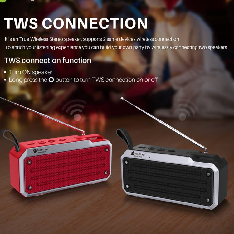 NewRixing NR4018FM TWS Portable Stereo Bluetooth Speaker, Support TF Card / FM / 3.5mm AUX / U Disk / Hands-free Call(Black) - Desktop Speaker by NewRixing | Online Shopping UK | buy2fix