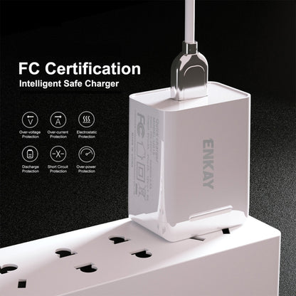 ENKAY Hat-Prince U008-1 10.5W 2.1A Dual USB Charging US Plug Travel Power Adapter With 2.1A 1m Micro USB Cable - Mobile Accessories by ENKAY | Online Shopping UK | buy2fix