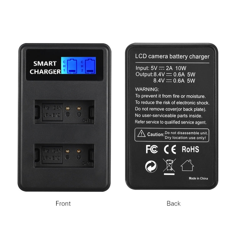 For Canon LP-E12 Smart LCD Display USB Dual-Channel Charger - Camera Accessories by buy2fix | Online Shopping UK | buy2fix