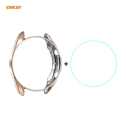 For Samsung Galaxy Watch 3 41mm 2 in 1 ENKAY Hat-Prince Electroplate Soft TPU Case + 0.2mm 9H 2.15D Curved Edge Tempered Glass Film(Rose Gold) - Watch Cases by ENKAY | Online Shopping UK | buy2fix